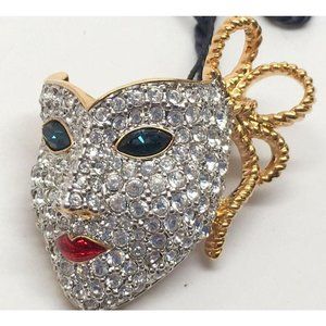 Swarovski Crystal Masquerade / Theater Mask Pin NWT